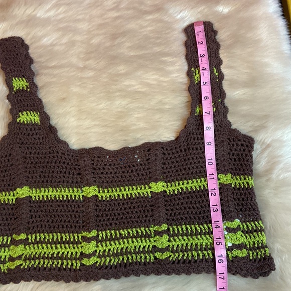 NWOT Free People Beach Donni Crochet Sweater Skirt Set Size L Color Brown/Green - Picture 5 of 16